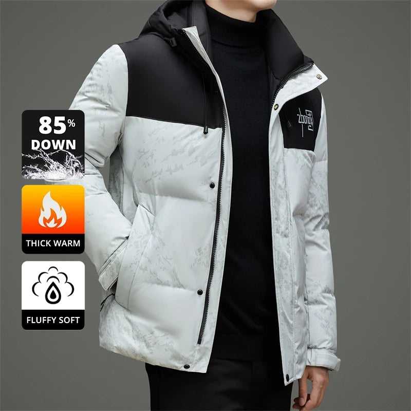 High End Winter Hooded Fashion Warm 85% Duck Down Filled Mens Jacket Casual Designer Feather Outerwear Windbreaker Puffer Coats