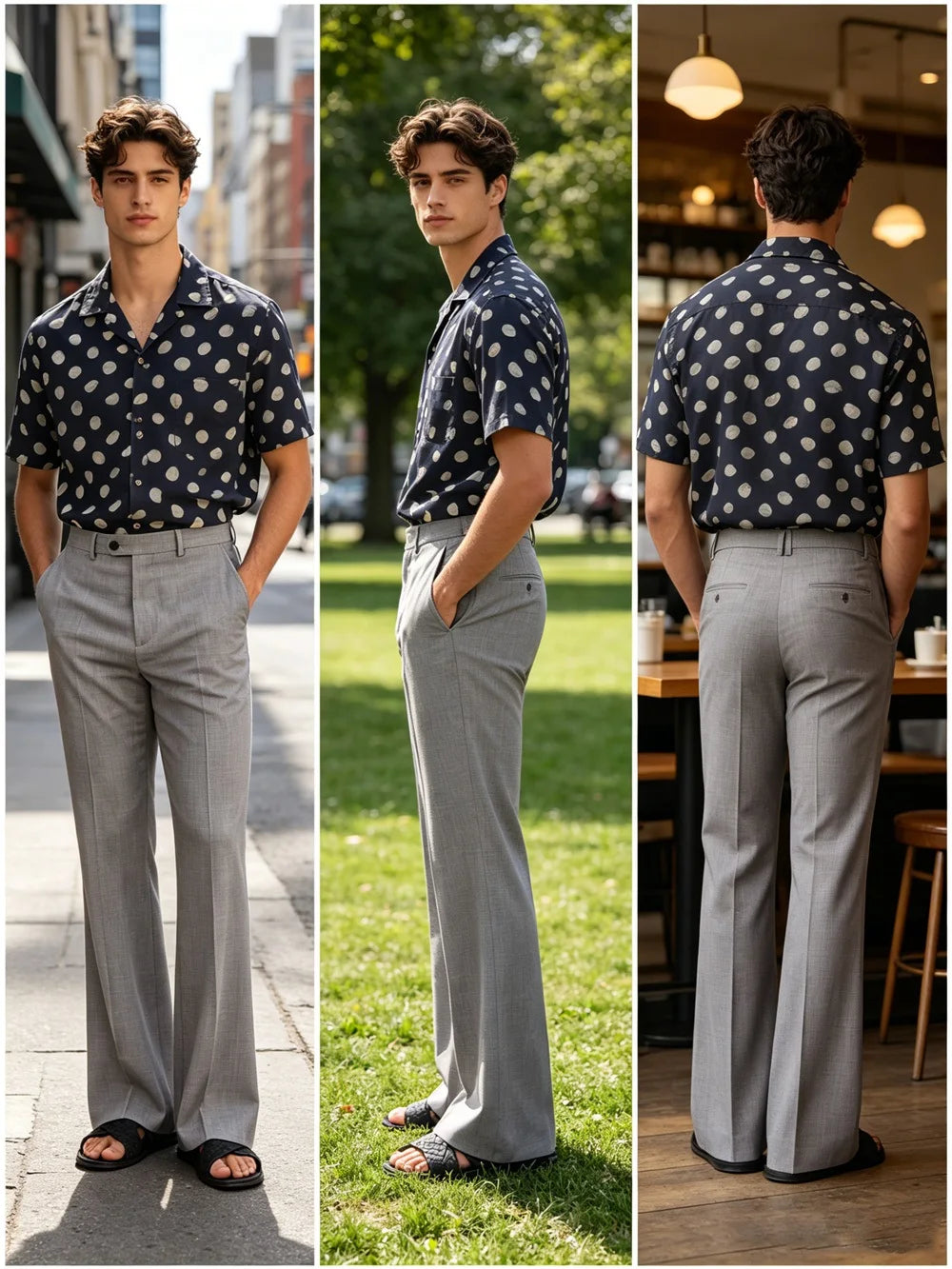 Men's High Waist Flared Pants Linen Blend Slim Fit Bell Bottoms Trousers Lightweight Breathable 70s 60s Disco Vintage Outfits
