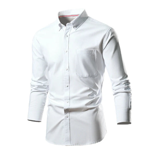 White dress shirt with long sleeves on a white background