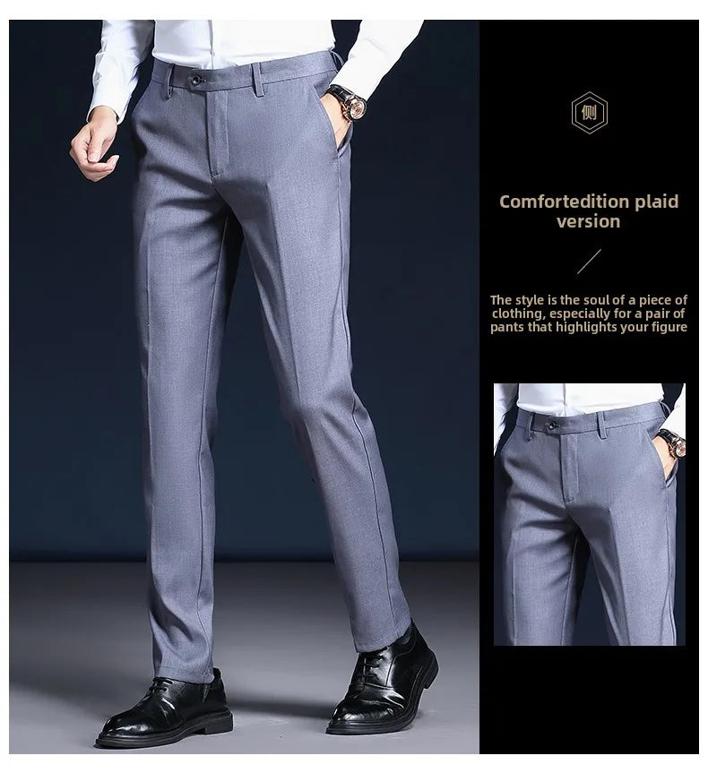 Top Grade Wrinkle Free New Brand Fashion Suit Pant Business Office Trousers For Men Dress Pants Straight Trousers Men's Clothing