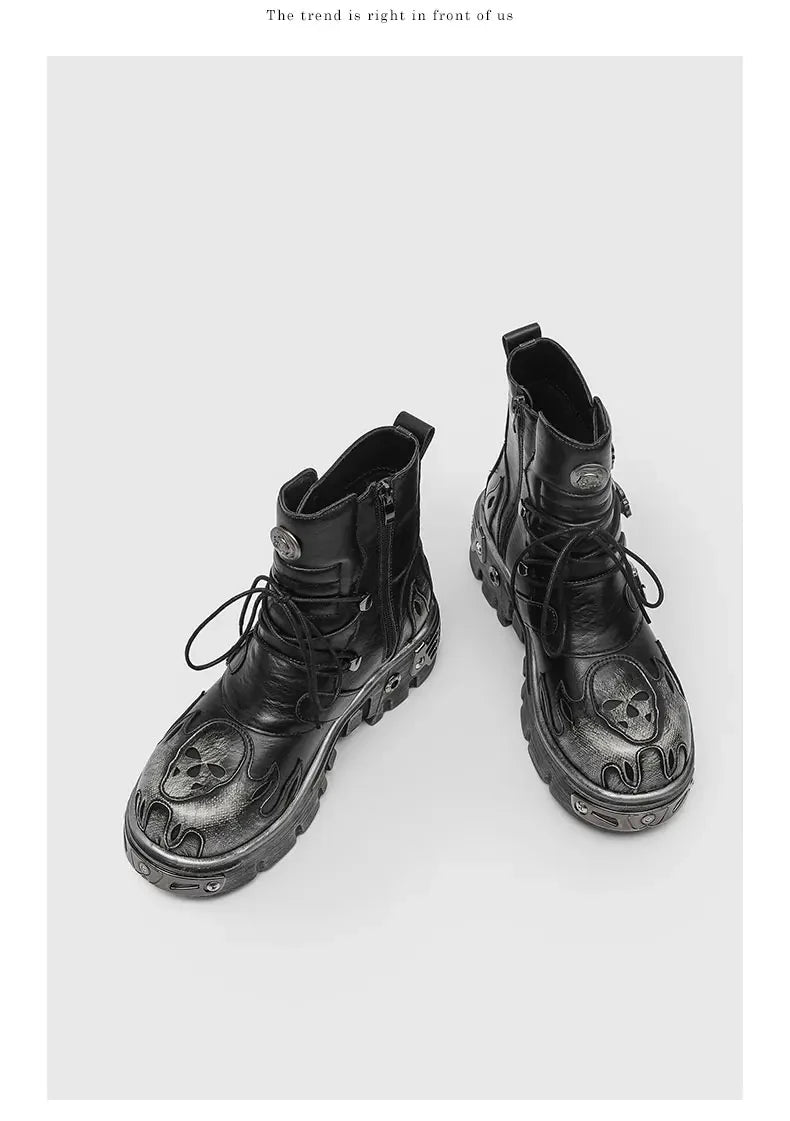 Retro Men Chelsea Boots Silver-brown Men Thick-soled Height-increasing Anti-slip Designer Fashion Brand Outdoor Motorcycle Boots