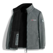 Gray jacket with black interior, featuring Norway Outdoor logo on a white background