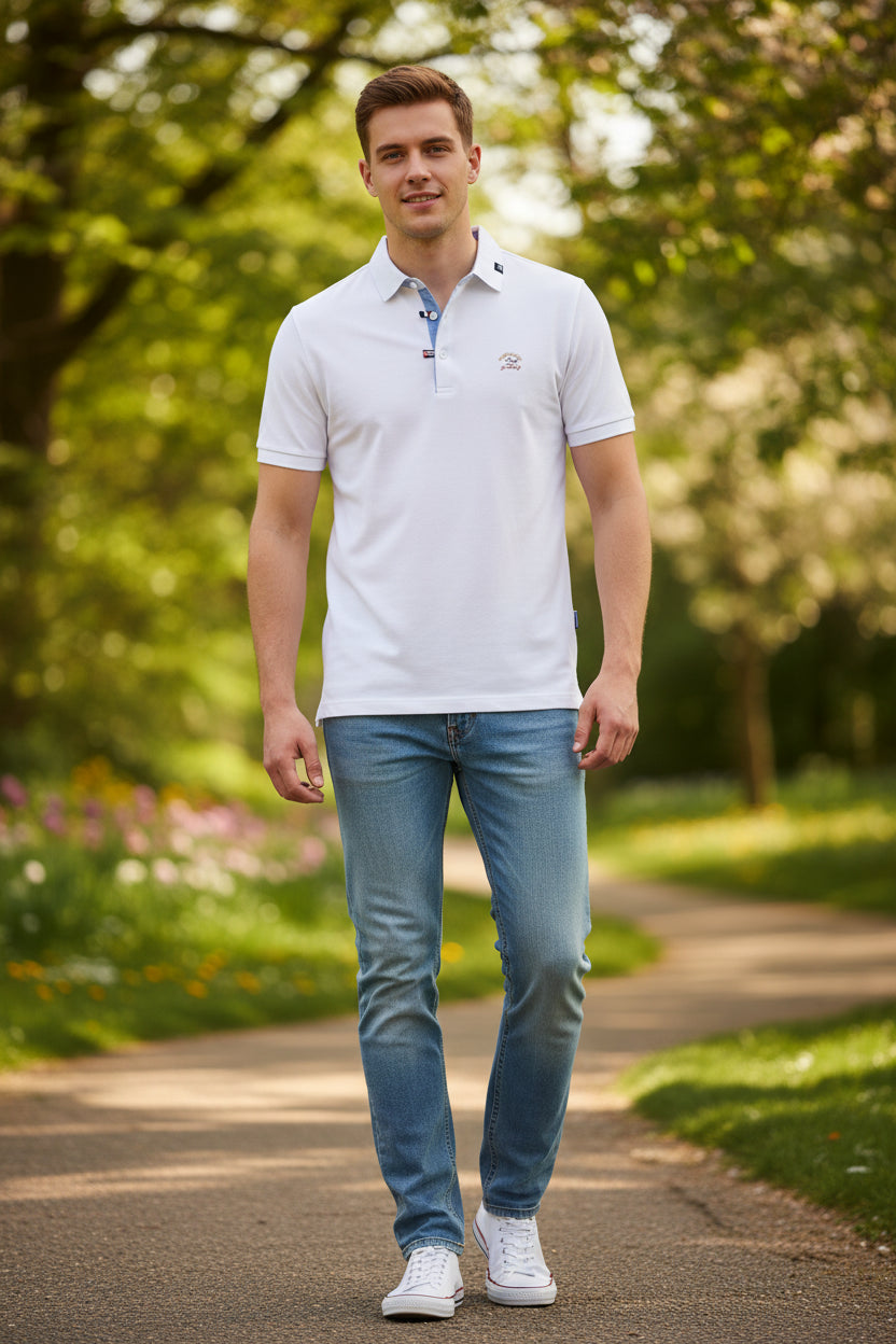 TACE&SHARK Brand Business Polo Shirt Men Summer Tops Solid Color Shark