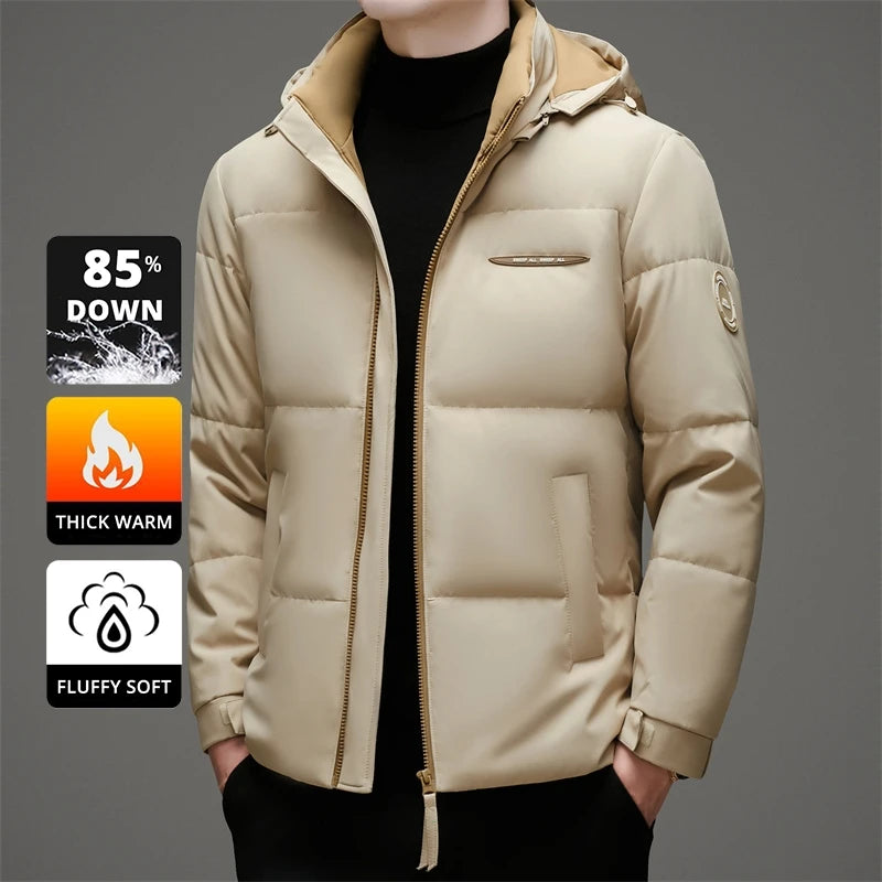 High End White Duck Down Casual Fashion Men Down Jacket Hooded Outerwear Winter Warm Designer Parkas Puffer Feather Coats