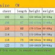 Size chart for a hoodie with measurements in centimeters
