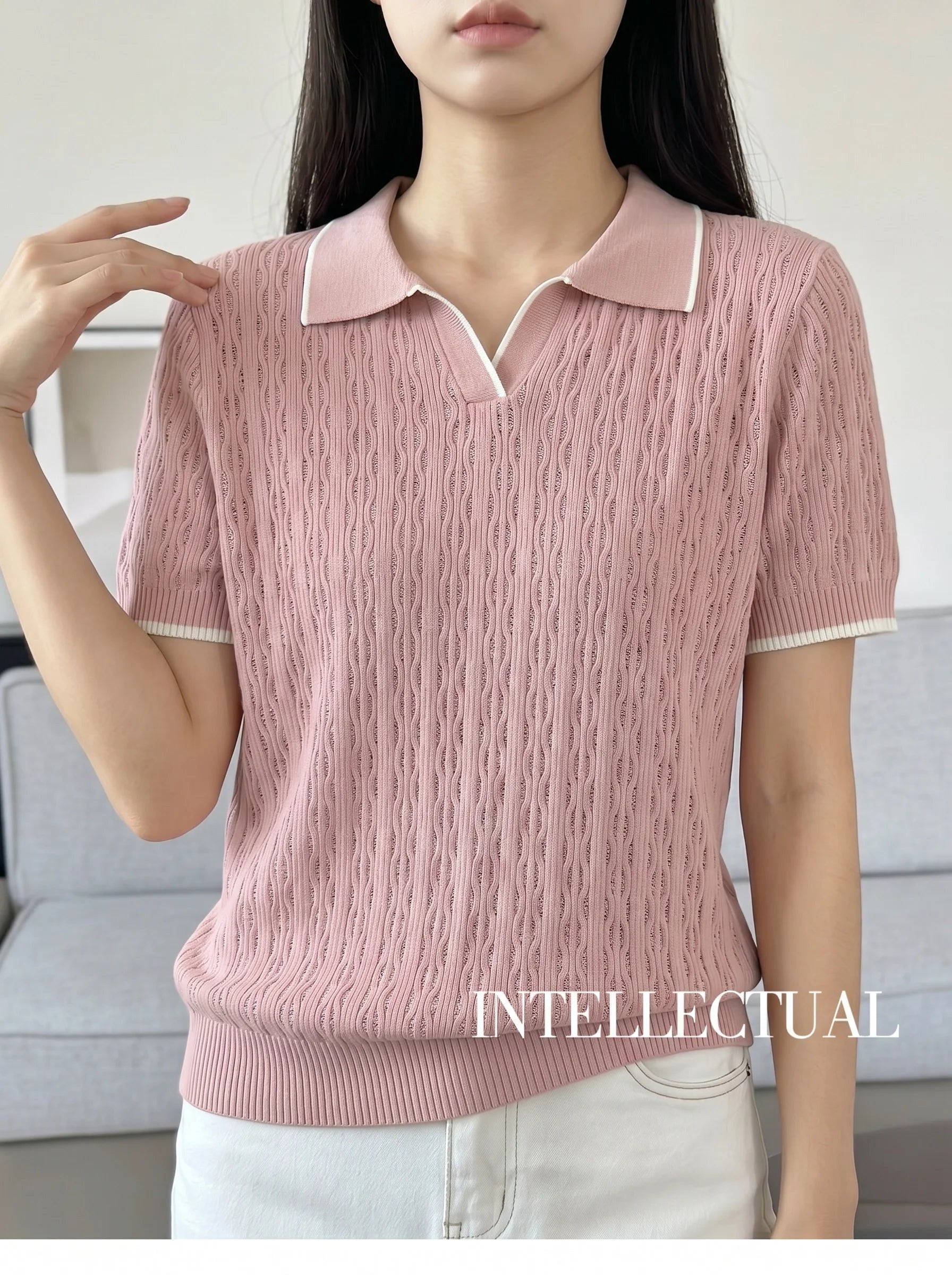 WinvyNee Spring Summer Women Cotton Polo V Collar Sweater Knitted Top Green Solid Short Sleeve Casual Pullover T-Shirt ZA1002042