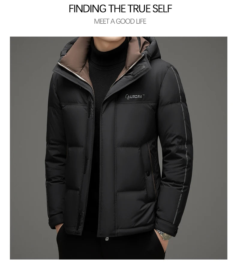High End 90% White Duck Down Thick Winter New Brand Hooded Casual Fashion Luxury Mens Down Jackets Windbreaker Puffer Coats
