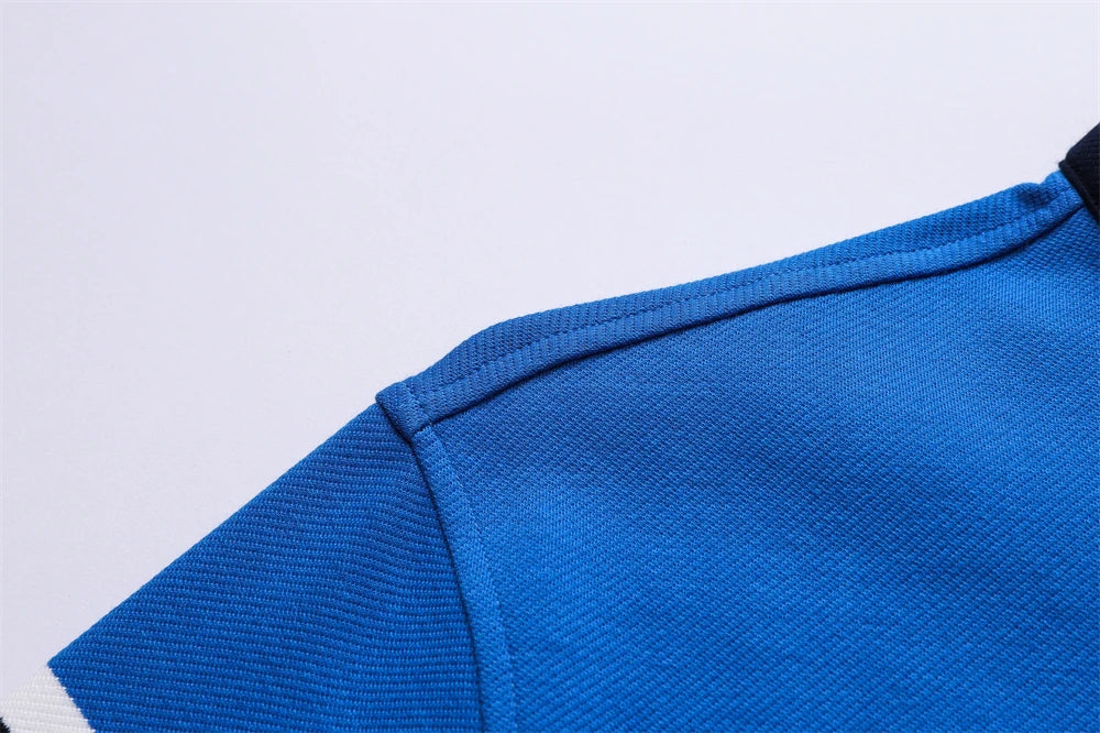 TACE&SHARK Brand Shark Fashion Men‘s Long Sleeve Stand Collar Polo Shirt Striped Breathable Cotton Casual Wear Business Style