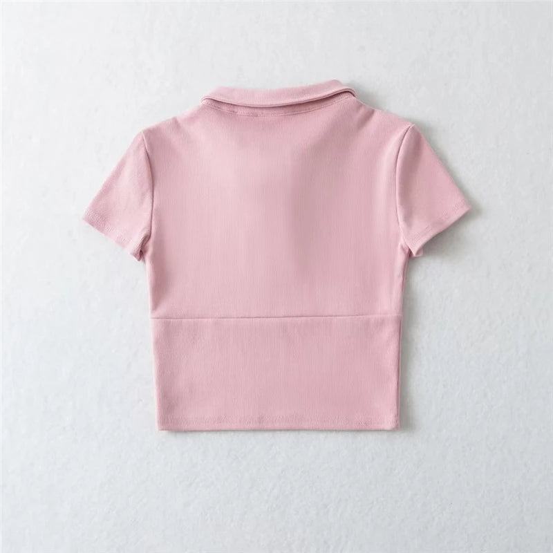 LUNDUNSHIJIA High Quality Plain Short T Shirt Women Cotton Elastic Basic Female T-shirt Slim POLO T-shirts For Women