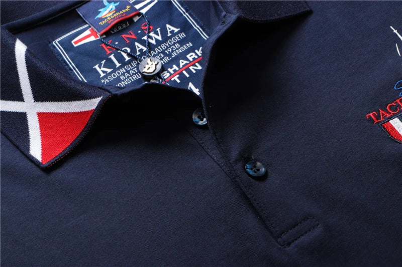 TACE&SHARK Fashion Personality Solid Color Embroidery Polo Shirt 2022 Summer Men Business Shark Polos Mens Casual Clothing
