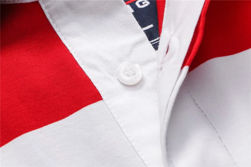 TACE&SHARK Brand 2018 Fashion Personality Mens Shark Embroidery Polo Shirt Homme Yellow Red Polos Flag High Quality Clothing