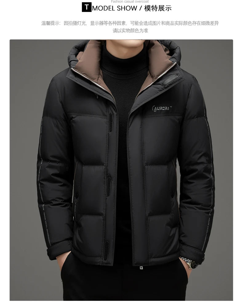 High End 90% White Duck Down Thick Winter New Brand Hooded Casual Fashion Luxury Mens Down Jackets Windbreaker Puffer Coats
