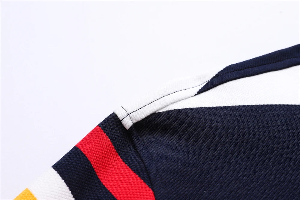TACE&SHARK Brand Men‘s Casual Long Sleeve Striped Polo Shirt Cotton Blend Knitted Top Fashion Business Embroidery