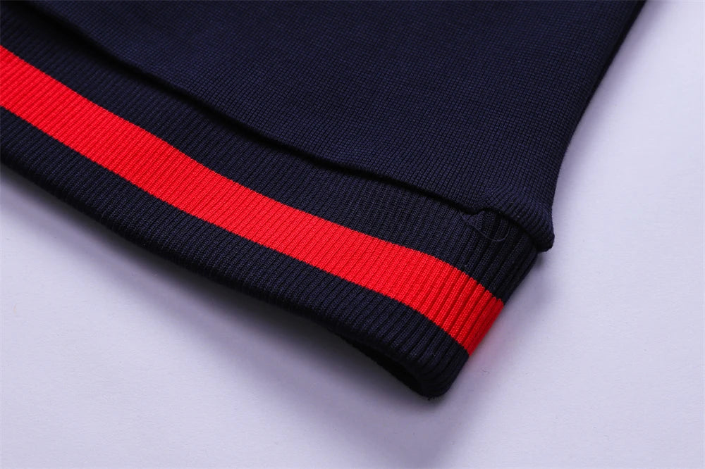 TACE&SHARK Fashion Men‘s Shark Embroidery Long Sleeve Polo Shirt Cotton Casual Wear Business Solid Color Tops