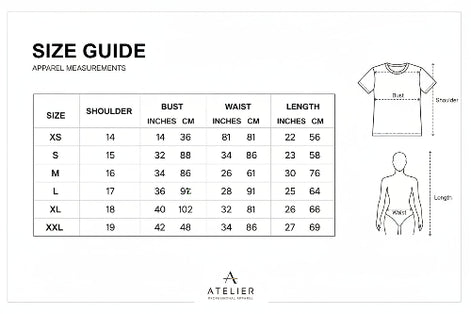 Measurement chart for a shirt with labeled parts and a person for scale.