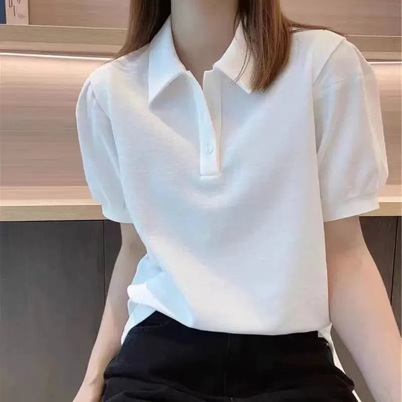 Graphic Women's Polo Female Tee Summer Outfit Harajuku Fashion Y2k Clothes Japanese Vintage Sale Korea Basic Pulovers T-shirts