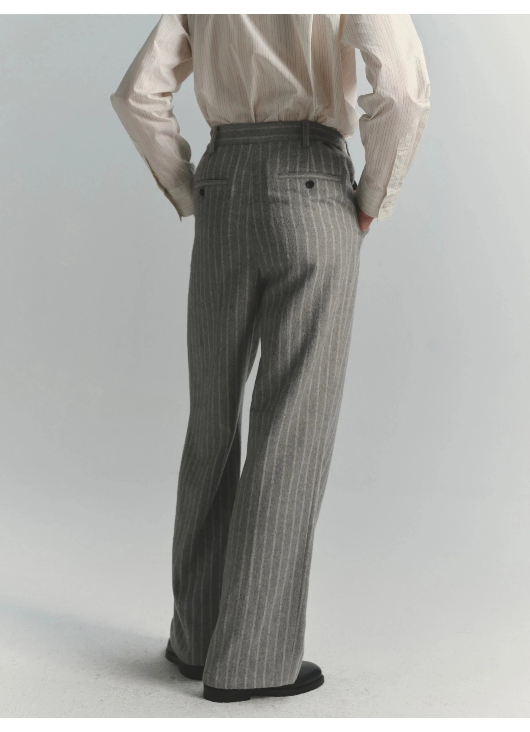 Men's Striped Dress Pants Old Money Wide Leg Baggy Pleated Casual Pinstriped Trousers Loose Fit Elastic Waist Vintage Slacks