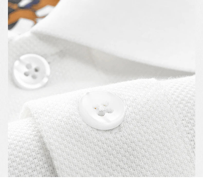 Luxury Embroidery Men's Polo Shirt Summer Thin Breathable 100%Cotton Black Navy Blue Lapel Short-Sleeved Tops Brand Clothing