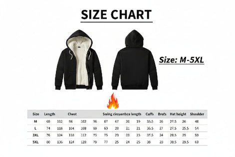 Size chart for black hoodies with measurements in millimeters.