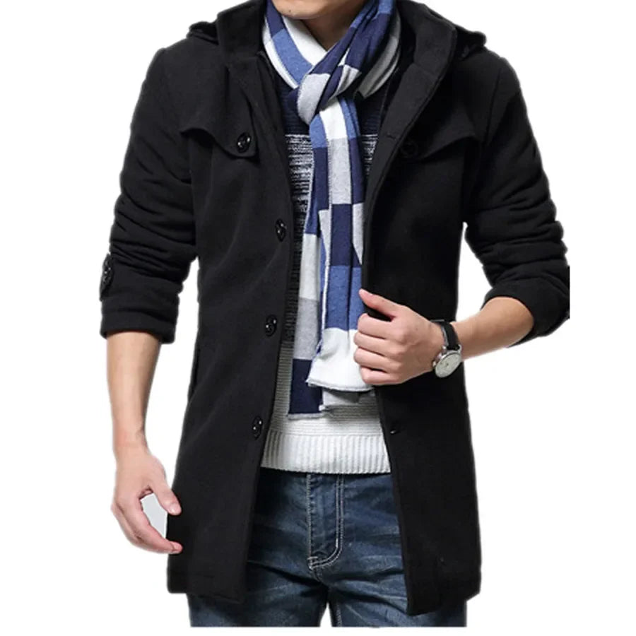 New Winter Trench Coat Men Fashion Long Overcoat Male Hot Sale Woollen Ootwear Thick Men's Clothing Size 4XL Wool Jackets