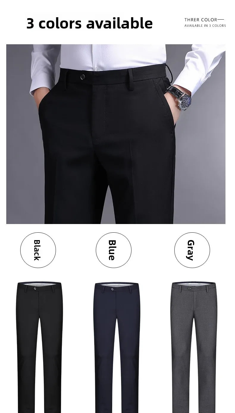 Top Grade New Brand Fashion Relax Fit Suit Pant Office Trousers For Men Dress Pants Business Straight Trousers Men's Clothing