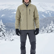 Beige jacket with a hood on a gray background