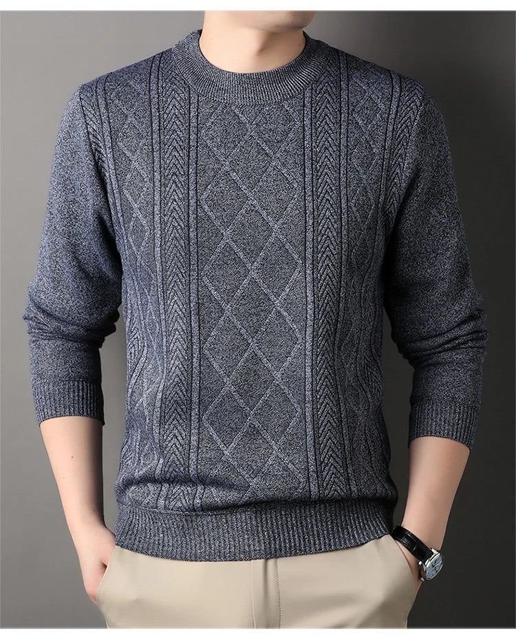 Man Solid Color New Autumn Winter Warm Fashion Sweater Casual