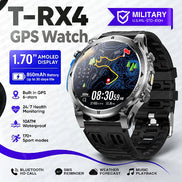 A silver and black T-RX4 GPS watch with a large 1.70-inch display, shown on a white background 
