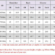 Size chart for clothing with measurements in centimeters and inches.