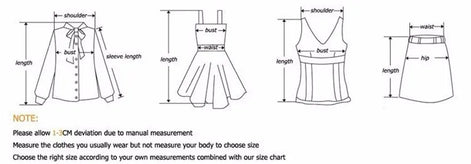 Measurement chart for a school uniform with labeled parts and dimensions.