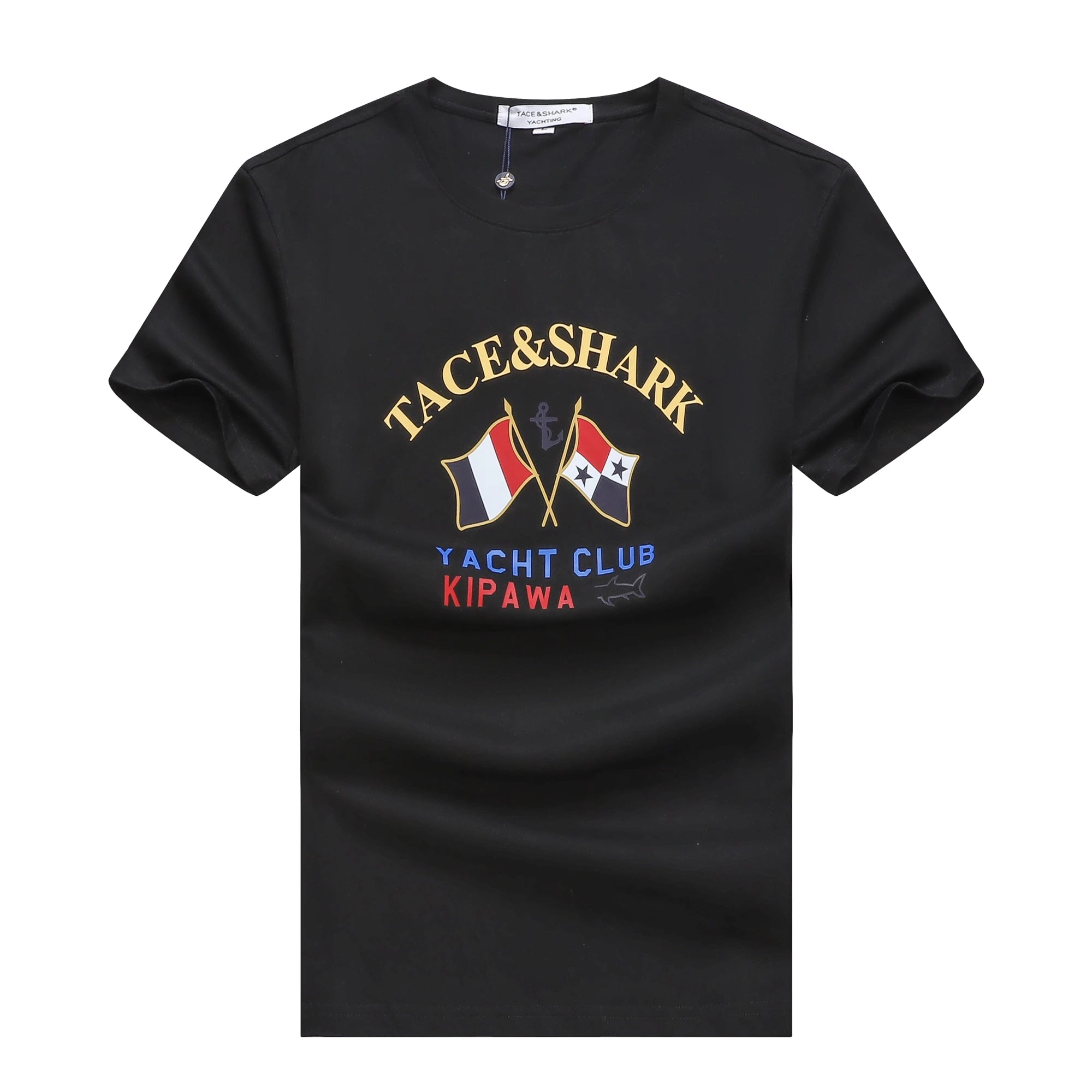 TACE&SHARK Summer Fashion Shark T Shirts Casual Men Solid Color Tops Tees Printing T-shirt Comfortable O-Neck Tshirts