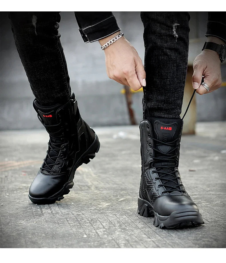 Men's Shoes Winter Men Combat Tactical Boots 2026 New Work Safety Shoes for Men Sneakers Fashion Waterproof Motorcycle Boots