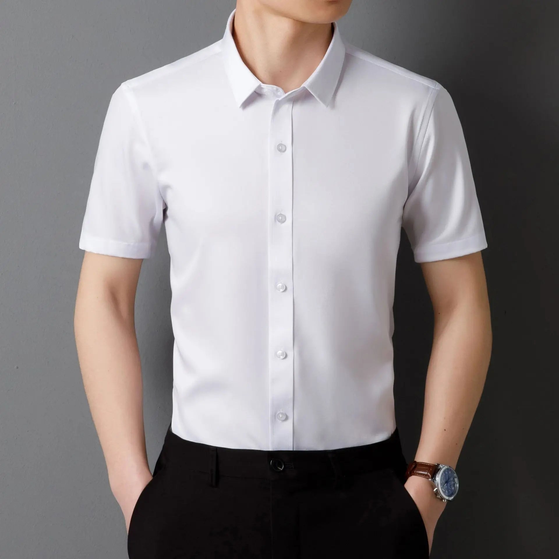 Non-ironing High-end Long-sleeved White Shirt Business Anti-wrinkle Dress Shirt Excellent High-quality Work Business Clothes