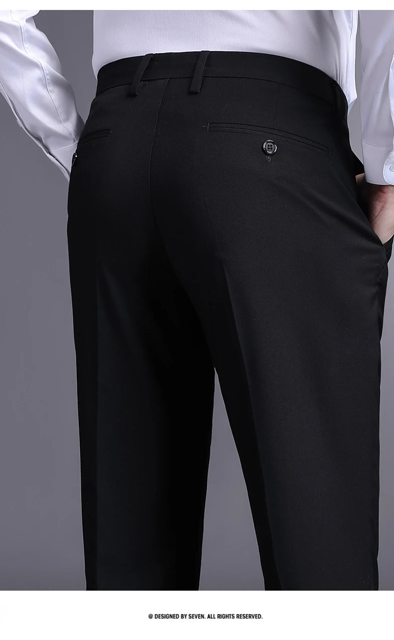 Top Grade New Brand Fashion Relax Fit Suit Pant Office Trousers For Men Dress Pants Business Straight Trousers Men's Clothing