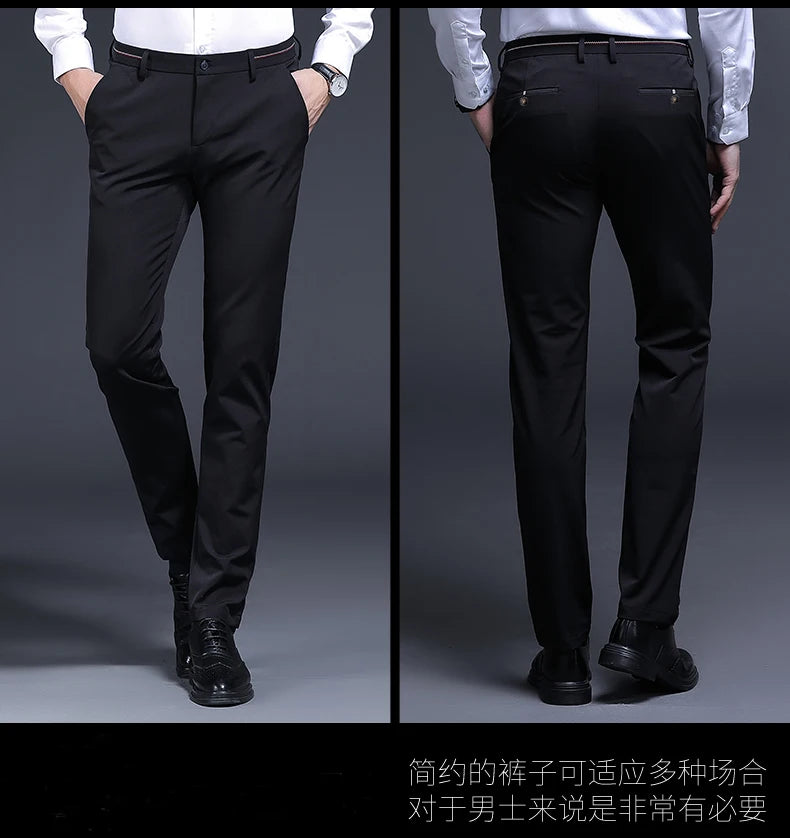 Premium Anti-wrinkle Non-ironing New Brand Casual Fashion Stretch Men Dress Pants Comfortable Business Office Long Suit Trousers