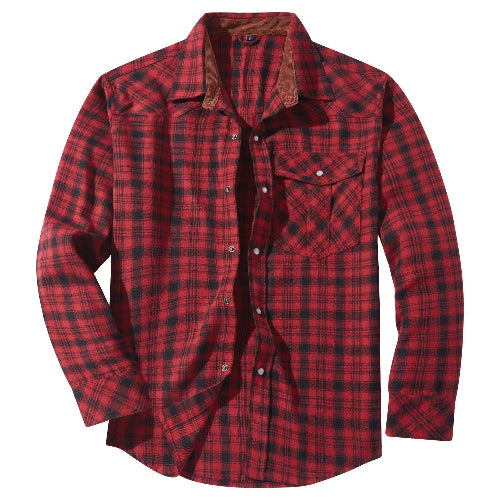 Red and black plaid shirt on a white background
