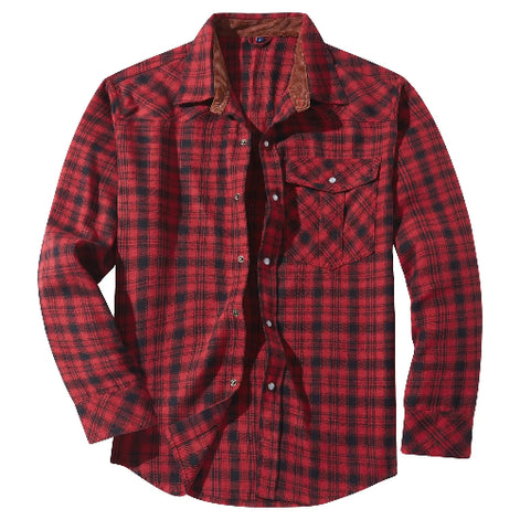 Red and black plaid shirt on a white background