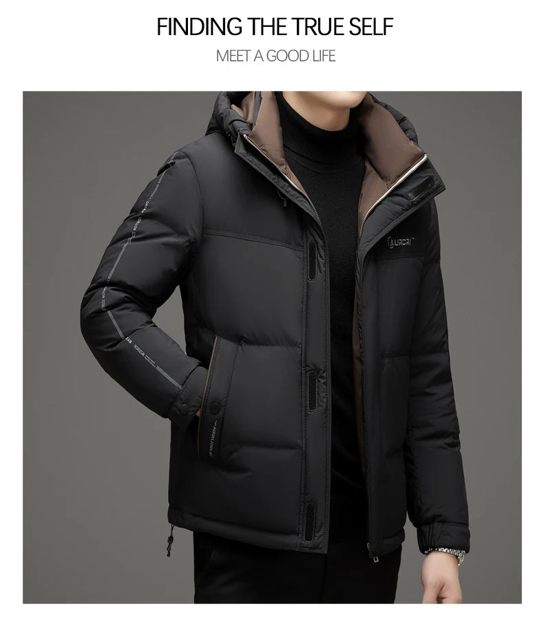 High End 90% White Duck Down Thick Winter New Brand Hooded Casual Fashion Luxury Mens Down Jackets Windbreaker Puffer Coats