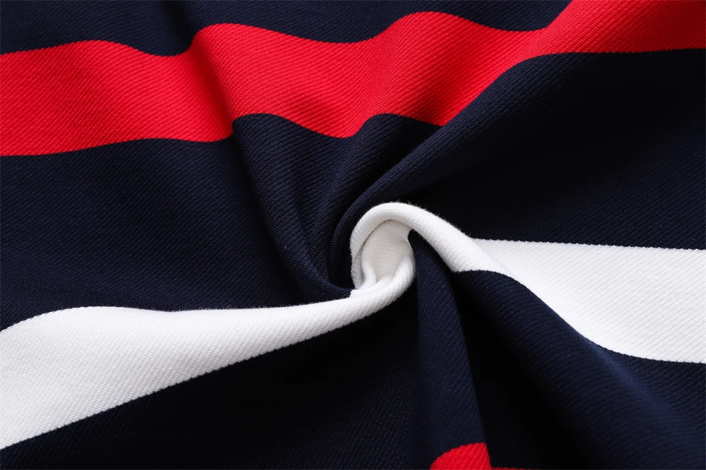 TACE&SHARK Brand Men‘s Casual Long Sleeve Striped Polo Shirt Cotton Blend Knitted Top Fashion Business Embroidery