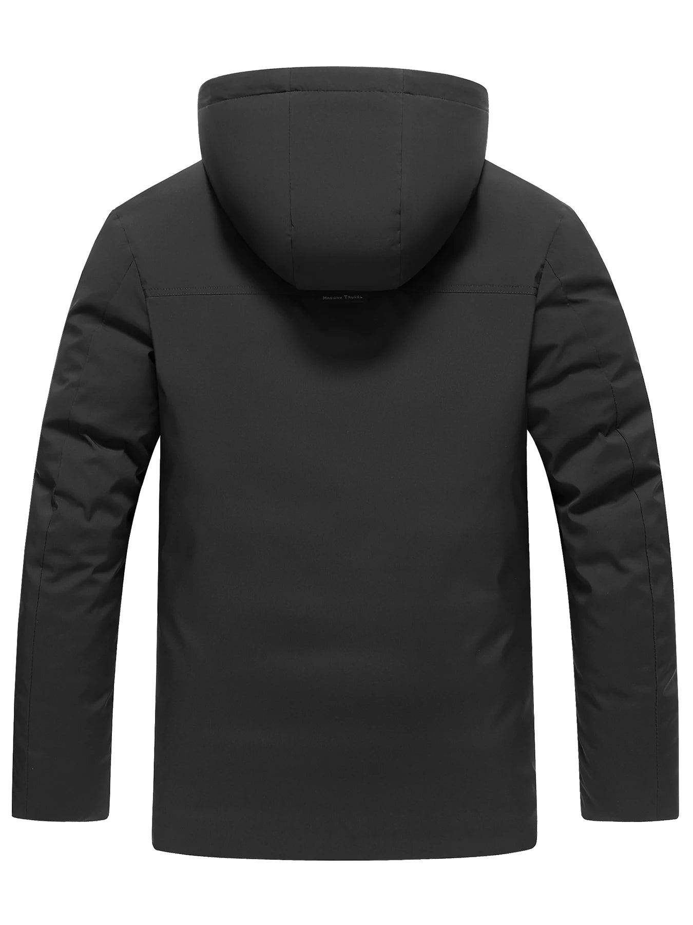 Black hooded jacket on a white background