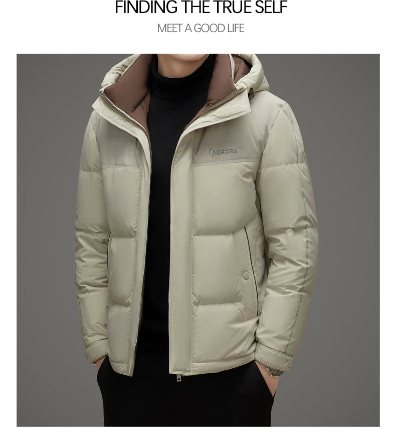High End 90% White Duck Down Thick Winter New Brand Hooded Casual Fashion Luxury Mens Down Jackets Windbreaker Puffer Coats