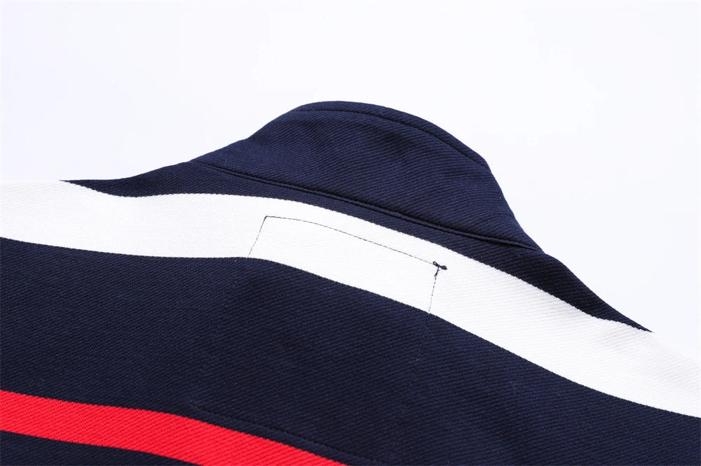 TACE&SHARK Brand Men‘s Casual Long Sleeve Striped Polo Shirt Cotton Blend Knitted Top Fashion Business Embroidery