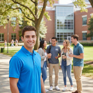 Blue polo shirt on a white background