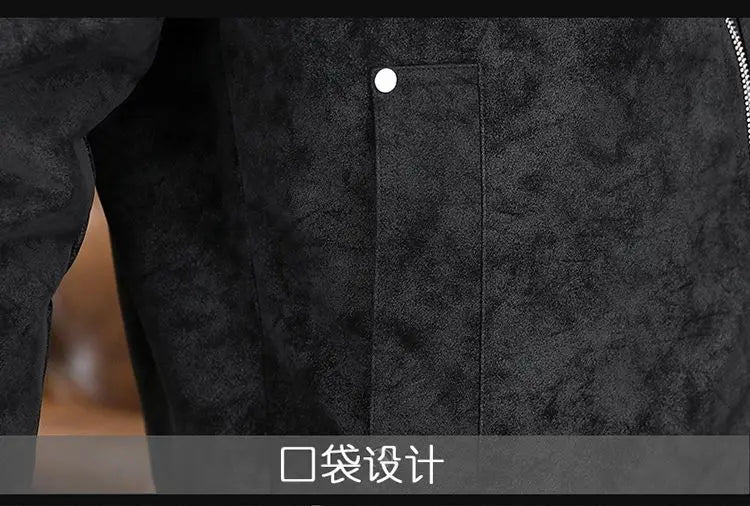 Winter Fleece and Thickened Leather Jacket for Men with A Fur Collar Warm and Casual American High-end Faux Fur One-piece Jacket
