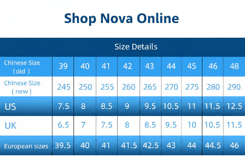 Clohoo size chart comparing Chinese, US, UK, and European sizes.