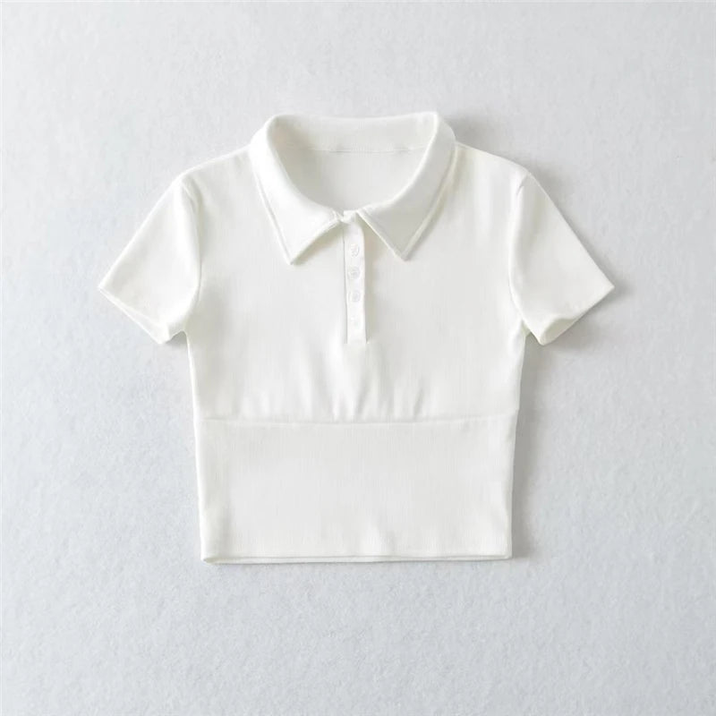 LUNDUNSHIJIA High Quality Plain Short T Shirt Women Cotton Elastic Basic Female T-shirt Slim POLO T-shirts For Women