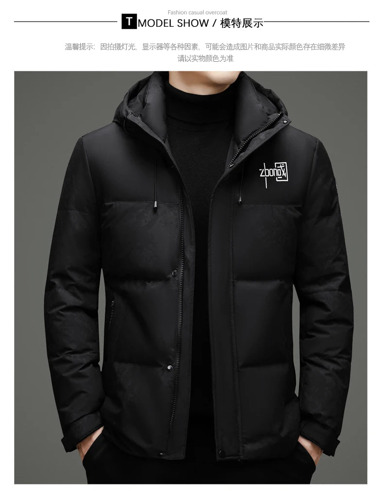 High End Winter Hooded Fashion Warm 85% Duck Down Filled Mens Jacket Casual Designer Feather Outerwear Windbreaker Puffer Coats