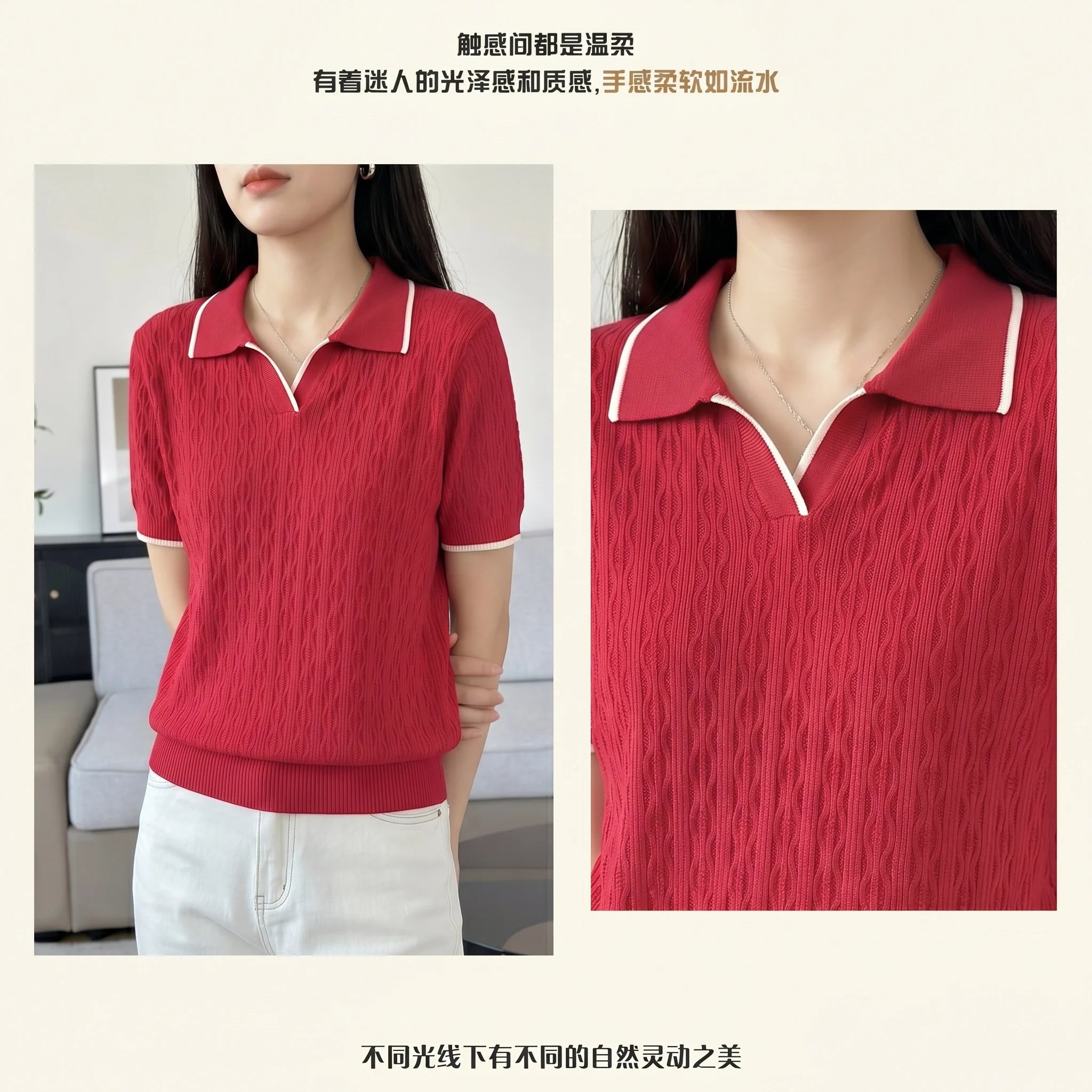 WinvyNee Spring Summer Women Cotton Polo V Collar Sweater Knitted Top Green Solid Short Sleeve Casual Pullover T-Shirt ZA1002042