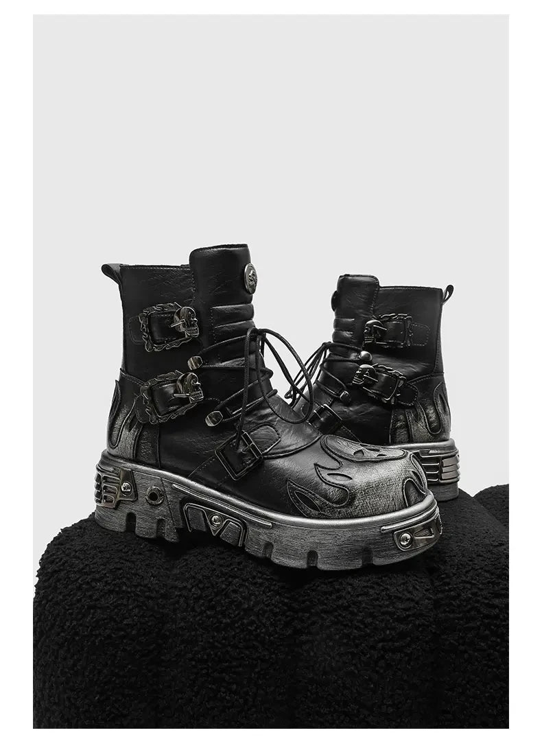 Retro Men Chelsea Boots Silver-brown Men Thick-soled Height-increasing Anti-slip Designer Fashion Brand Outdoor Motorcycle Boots