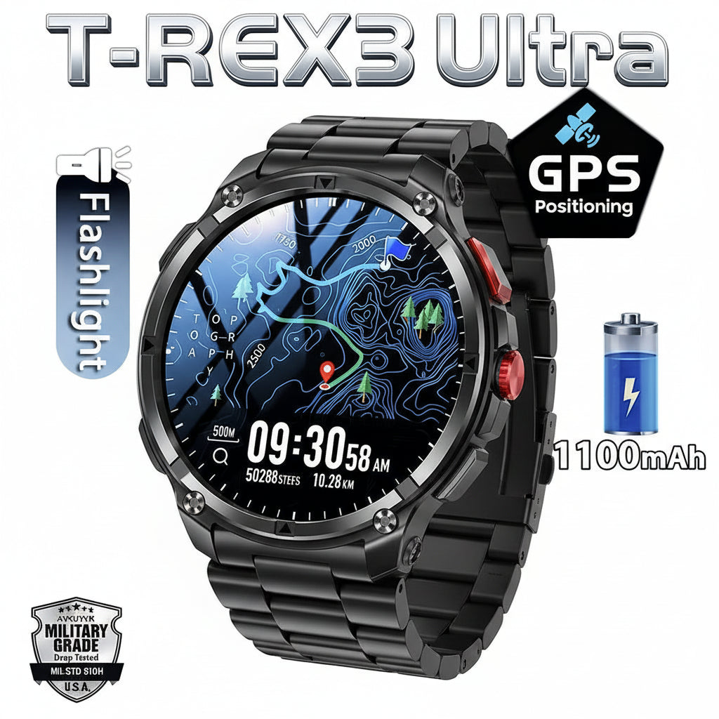 T-Rex3 Ultra Smart Watch - 1100mAh Battery, 1.7" Screen, 5ATM Waterproof